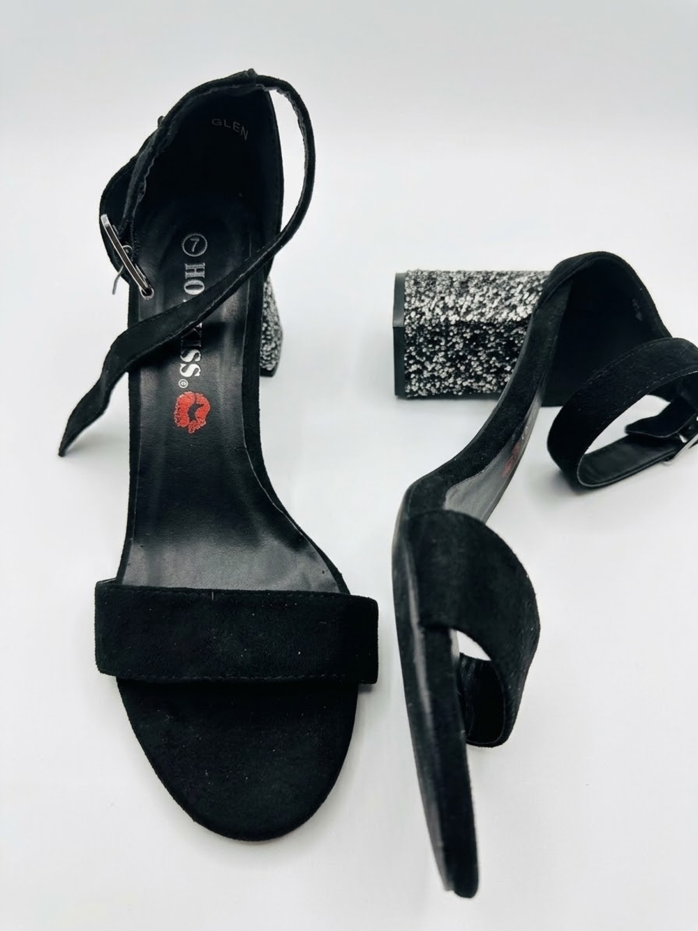 Black Suede Block Heel Sandals